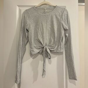 Lululemon Athletica Light Gray Tie-Front Long Sleeve Top
